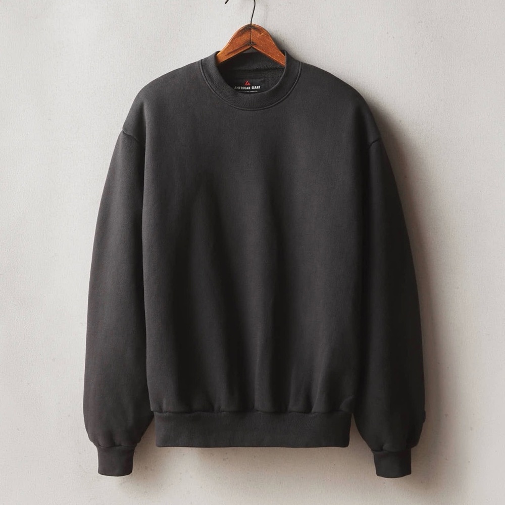 American Giant Unisex American Vintage Crew Sweatshirt Washed Black